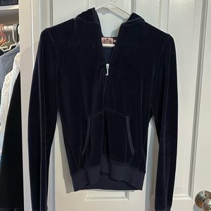 Navy velour juicy zip up